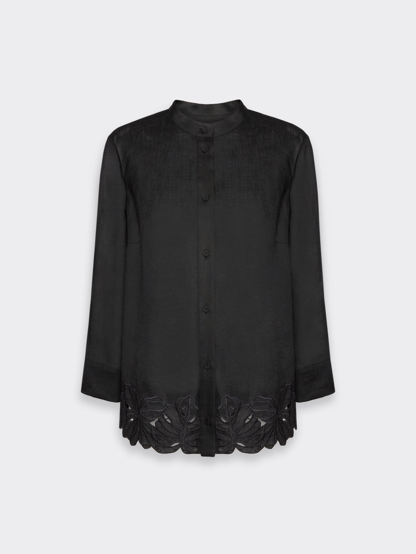 ELM-5009P000302N BLACK EMBROIDERED LINEN SHIRT