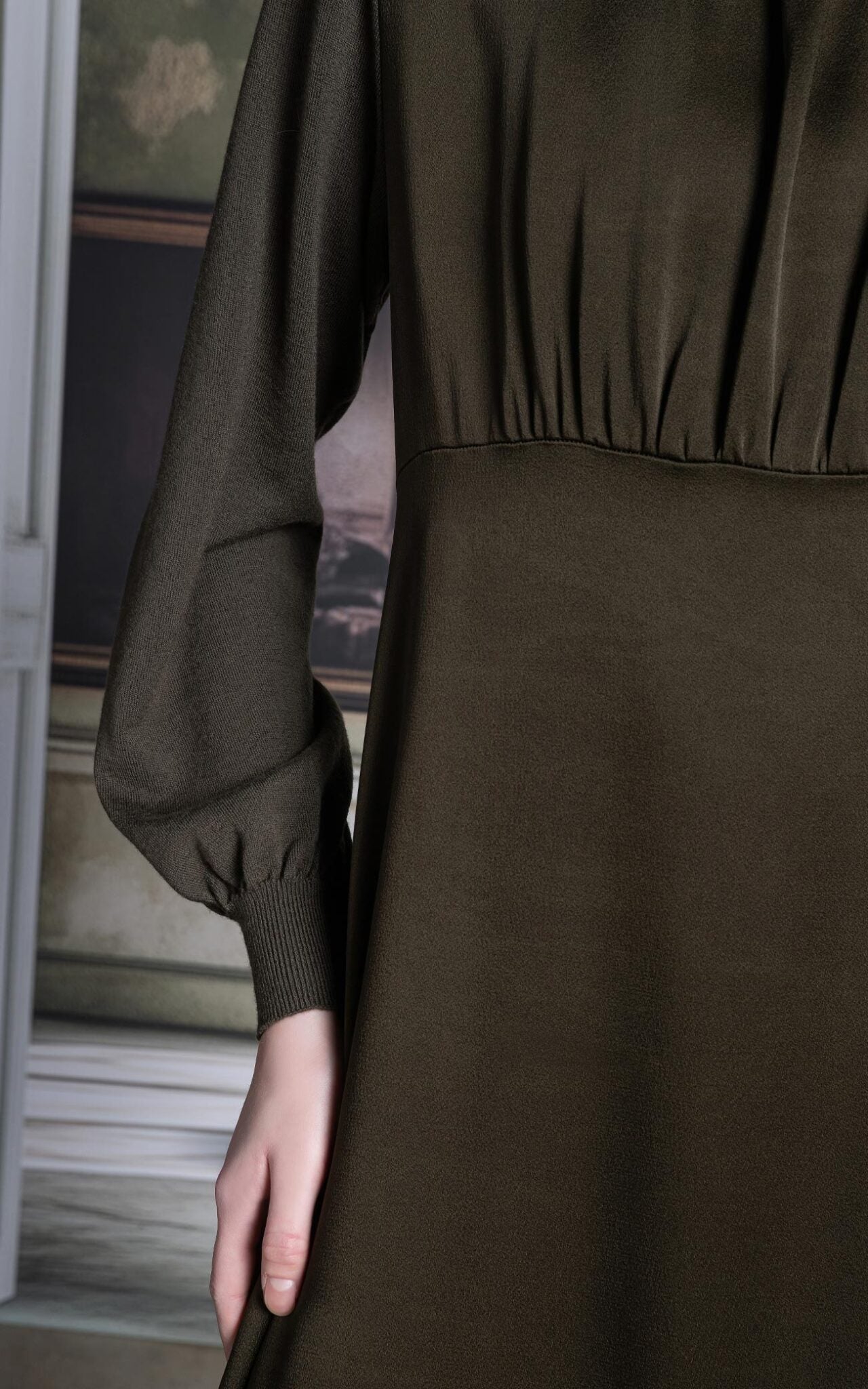 SHS-30 5010/I WINE SATIN&KNIT DRESS