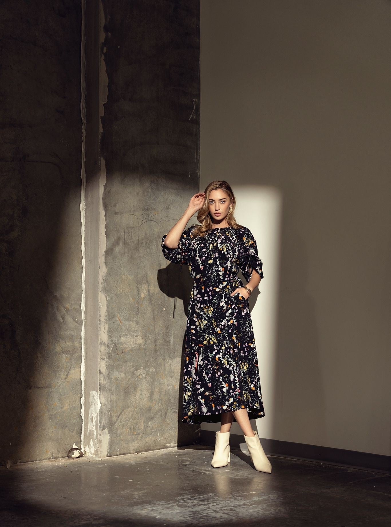 MIK-5017 LONG SUMMERY FLORAL DRESS