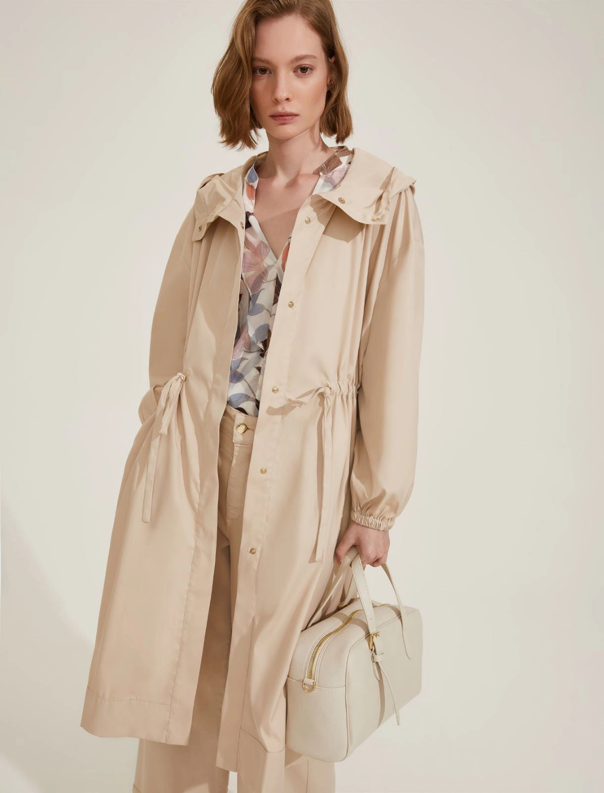 EBM--2515021091 PASQUA ECRU DRAWSTRING COAT