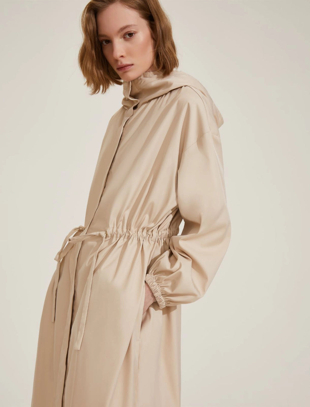 EBM--2515021091 PASQUA ECRU DRAWSTRING COAT