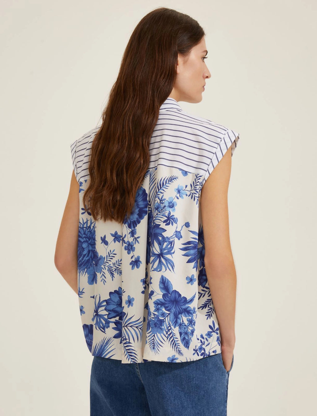 EBM-251511118 STIPITE CREAM&FLORAL BACK BLOUSE