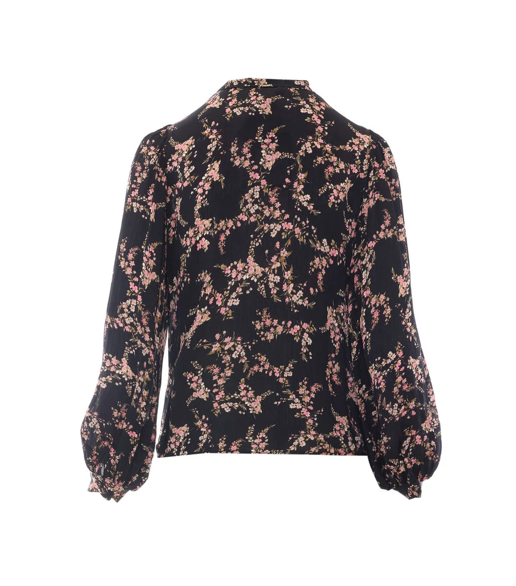 TWS-262TP2443 BLACK FLORAL PRINT BLOUSE