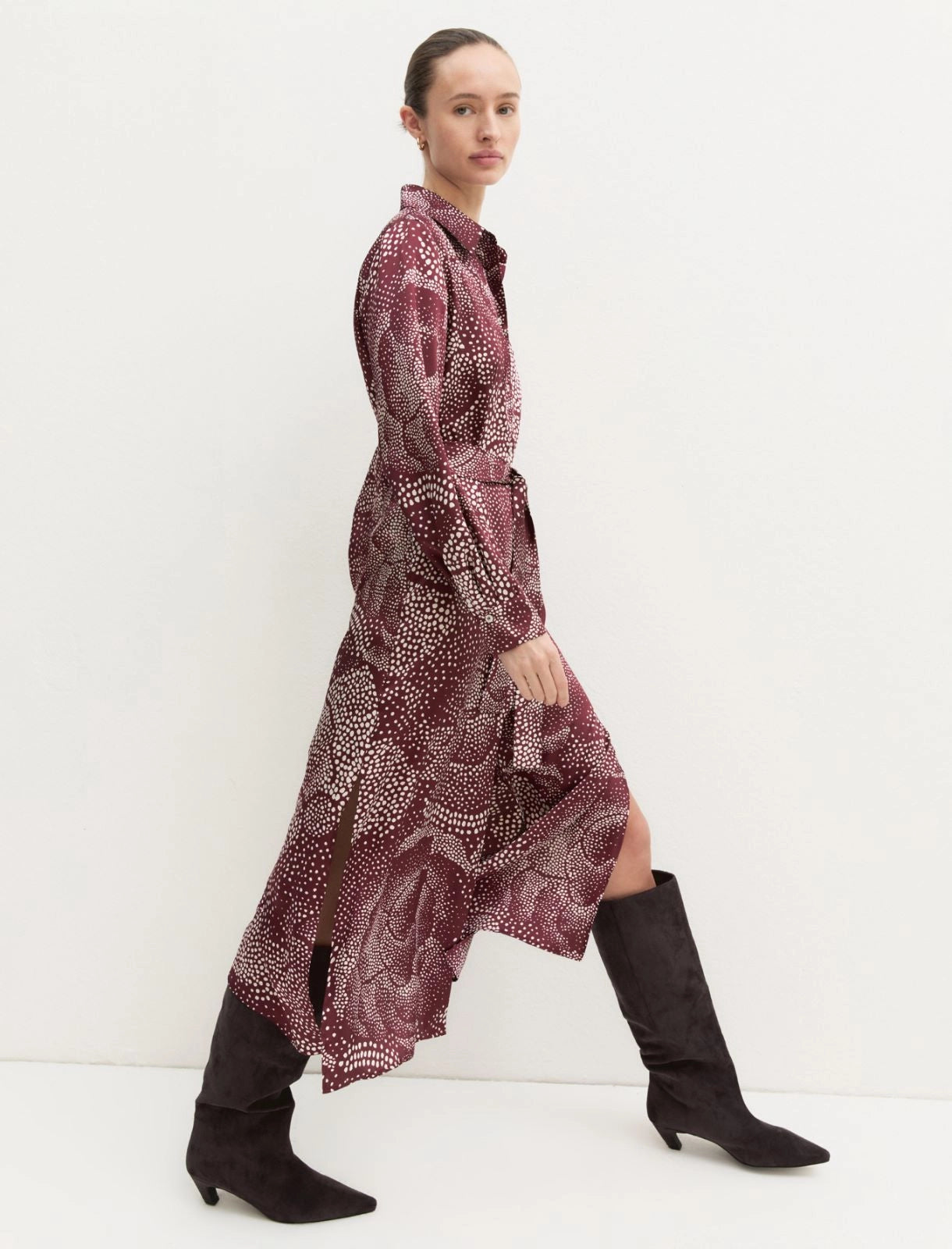 EBM-2625226081 EMMALARICO BURGANDY PRINTED DRESS