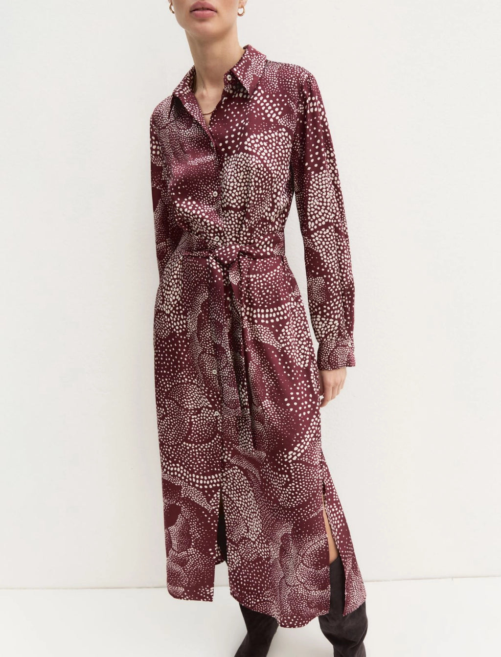 EBM-2625226081 EMMALARICO BURGANDY PRINTED DRESS