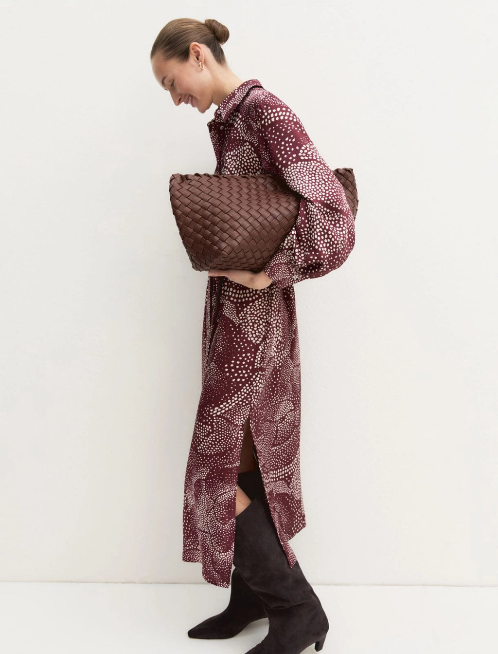 EBM-2625226081 EMMALARICO BURGANDY PRINTED DRESS