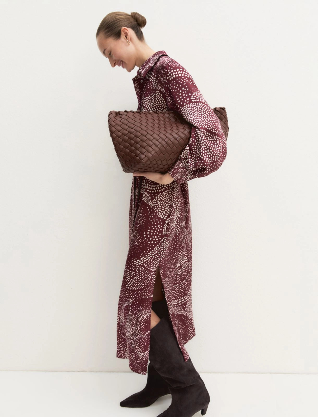 EBM-2625226081 EMMALARICO BURGANDY PRINTED DRESS