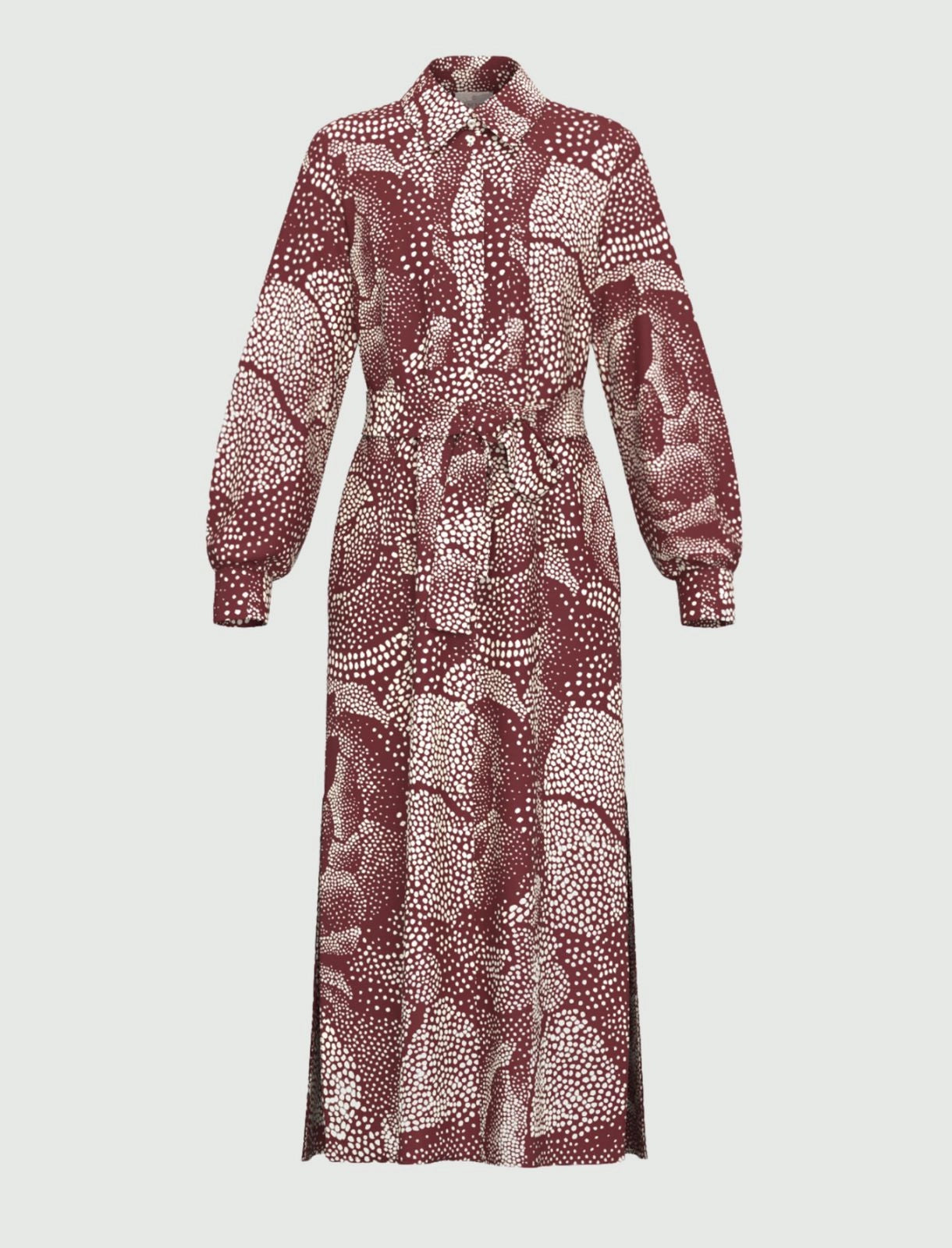 EBM-2625226081 EMMALARICO BURGANDY PRINTED DRESS