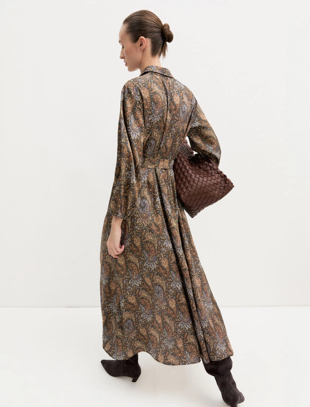 EBM-2625226131 EMMPASSO BROWN PRINTED SHIRT DRESS