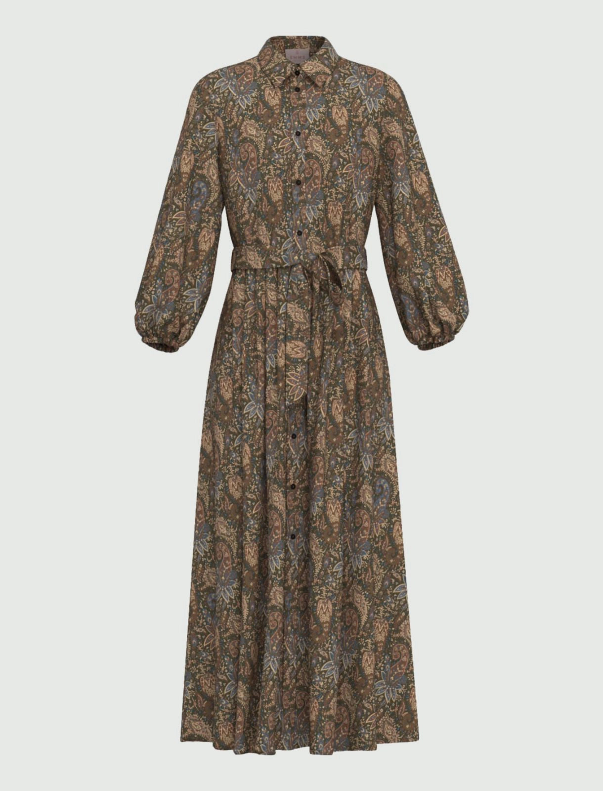 EBM-2625226131 EMMPASSO BROWN PRINTED SHIRT DRESS