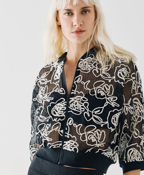 ACC-1022-721 BLACK FLOWER EMBROIDERY JACKET