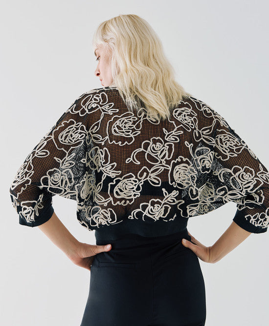 ACC-1022-721 BLACK FLOWER EMBROIDERY JACKET