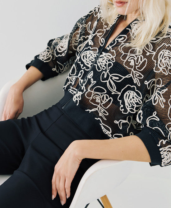 ACC-1022-721 BLACK FLOWER EMBROIDERY JACKET