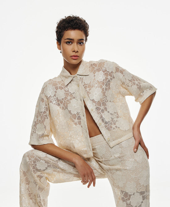 ACC-7064-261 OFF-WHITE MESH BLOUSE