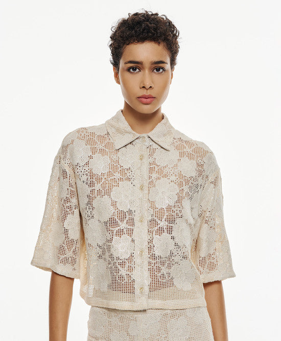 ACC-7064-261 OFF-WHITE MESH BLOUSE