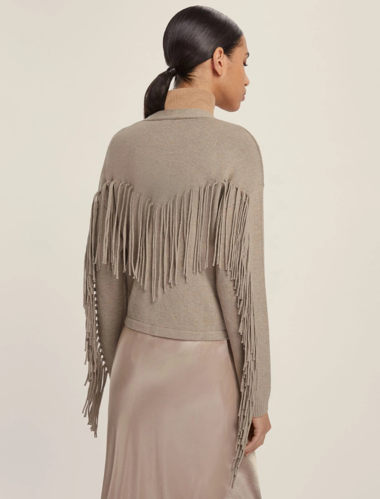 EBM-252534609 EBE DARK MELANGE FRINGE TOP