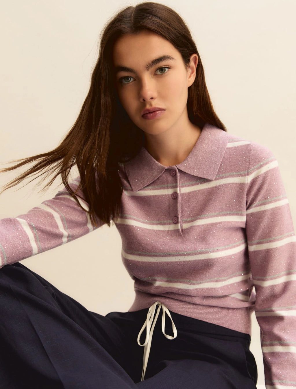 EBM-261536102 EMMABATE LAVENDAR TRIPE TOP