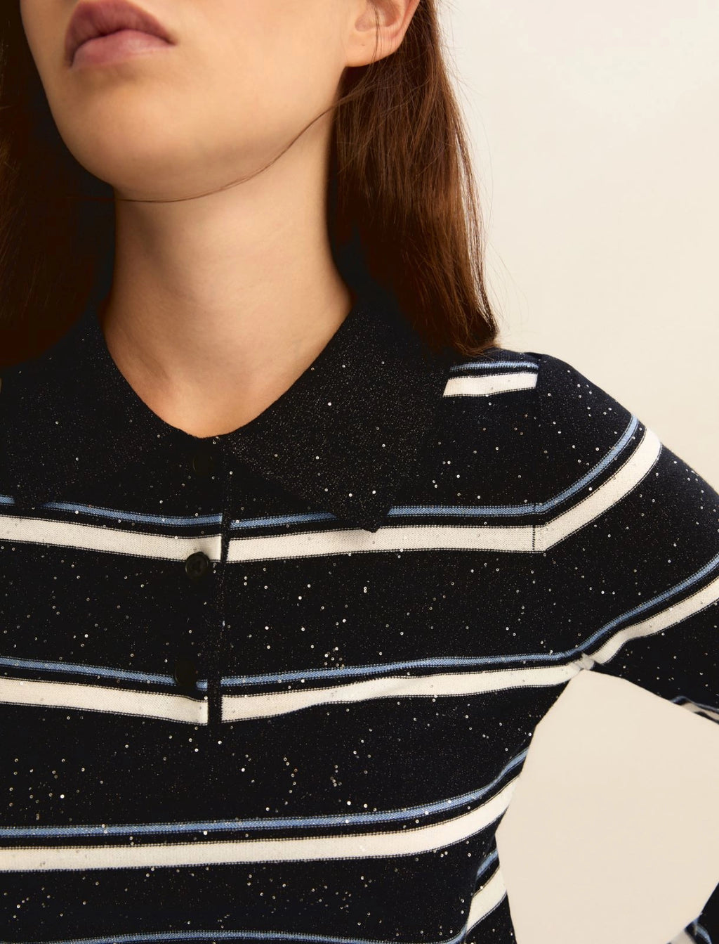 EBM-261536102 EMMABATE NAVY TRIPE TOP