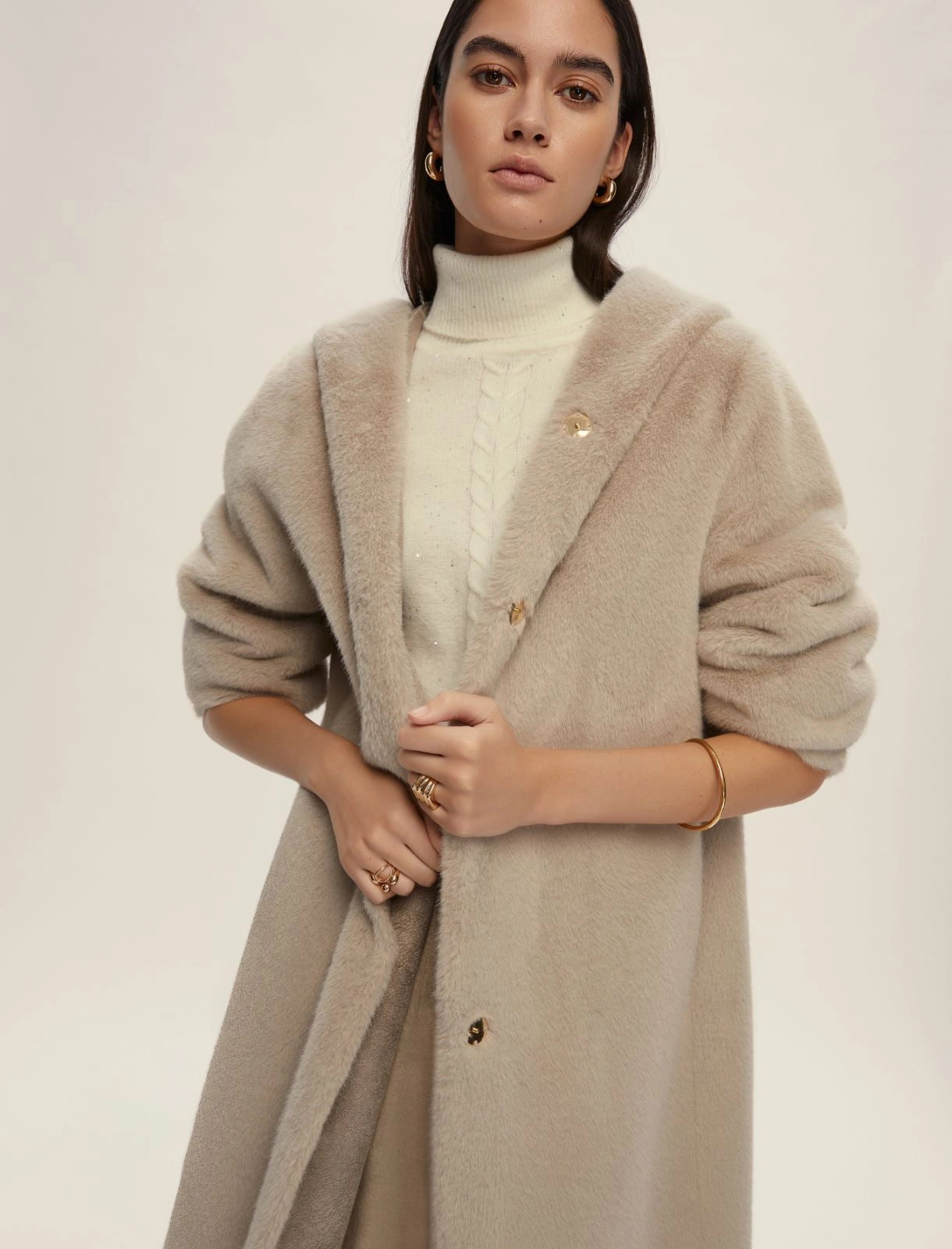 EBM-252545603 CALOTTA BLACK FUR COAT