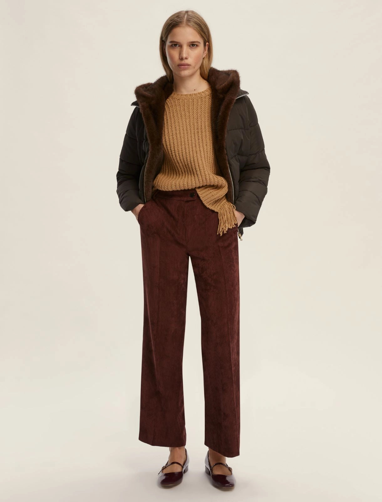 EBM-2525480 RETORE BLACK PUFFER&FUR JACKET