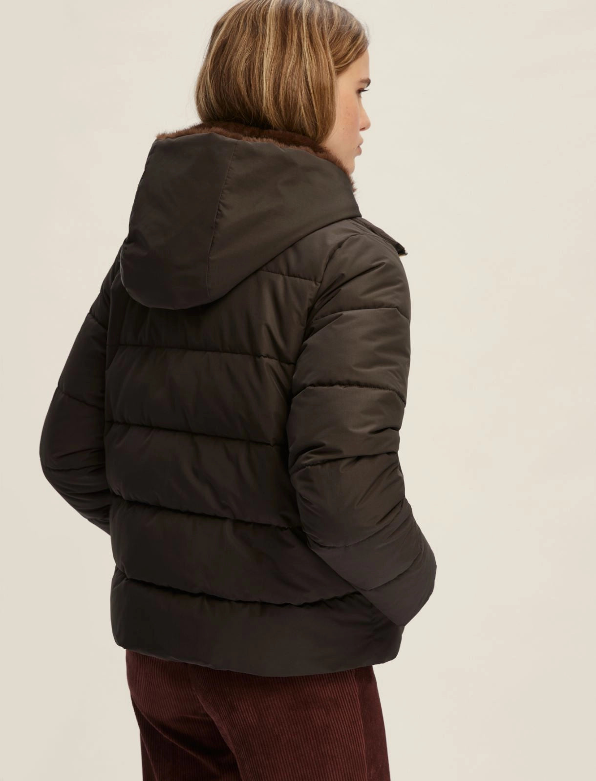 EBM-2525480 RETORE BLACK PUFFER&FUR JACKET