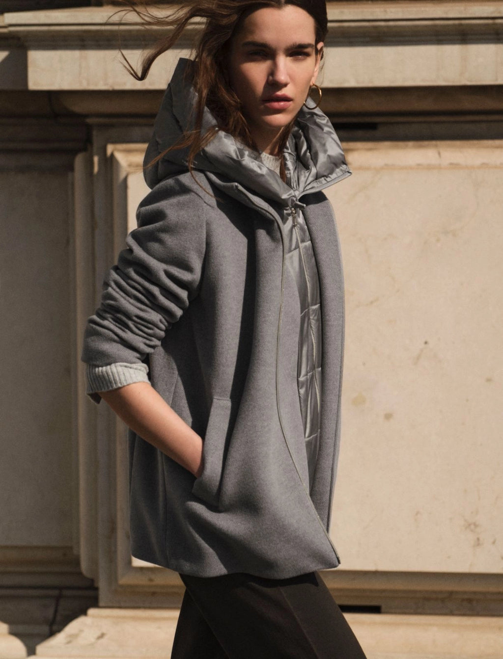 EBM-25254818 SORRISO BLACK PUFFER WOOL JACKET