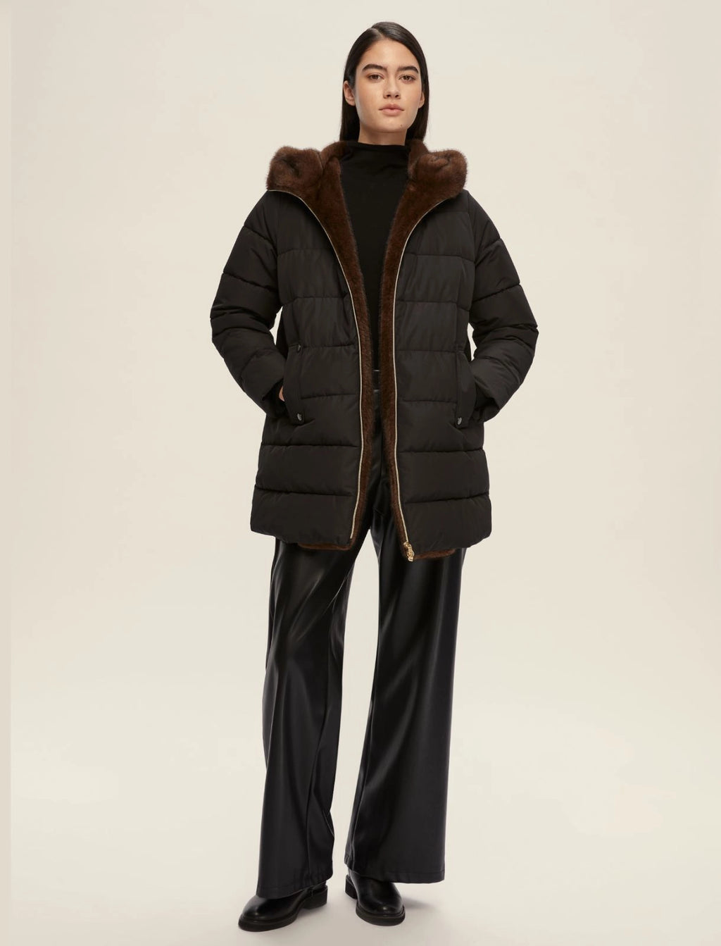 EBM-252548619 GEBEL BLACK 3/4 PUFFER JACKET