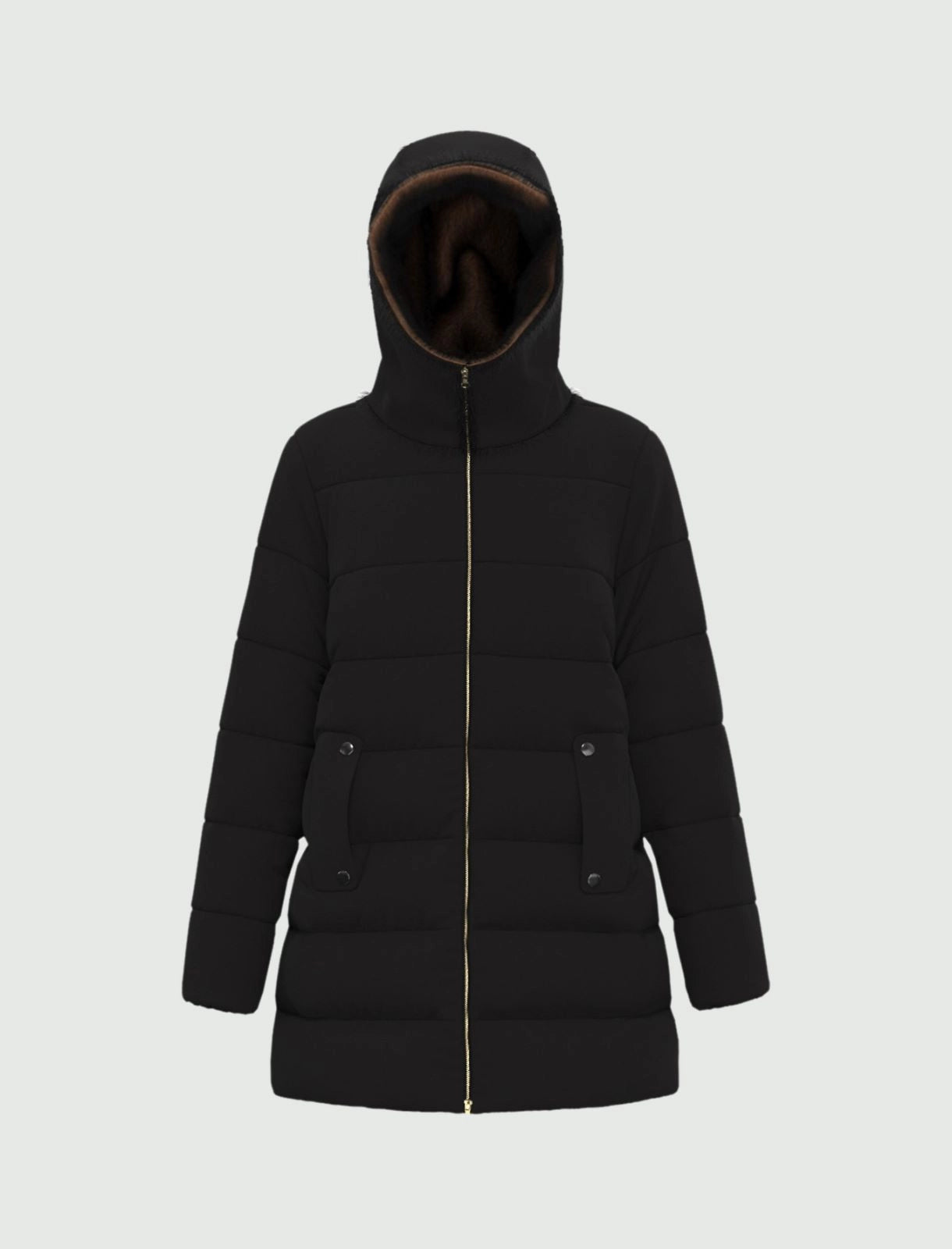 EBM-252548619 GEBEL BLACK 3/4 PUFFER JACKET