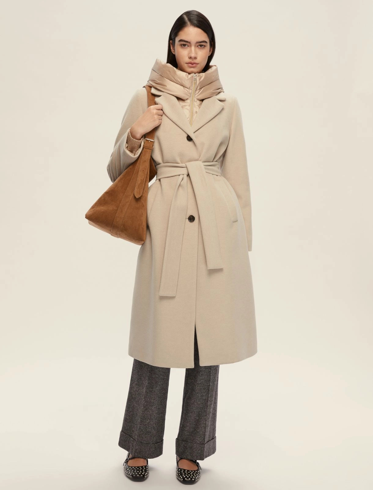 EBM-25254905 DESIDERIO BLACK HOODED COAT