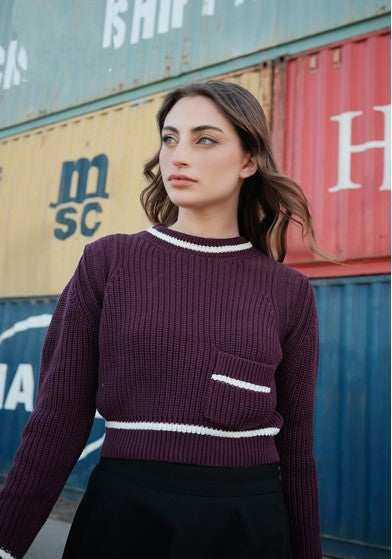 KTL-556 WINE KNIT POCKET TOP