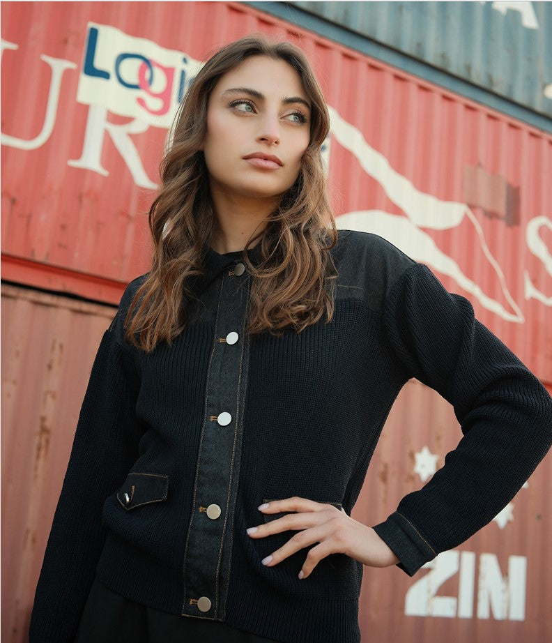 KTL-557 NAVY&DENIM CARDIGAN