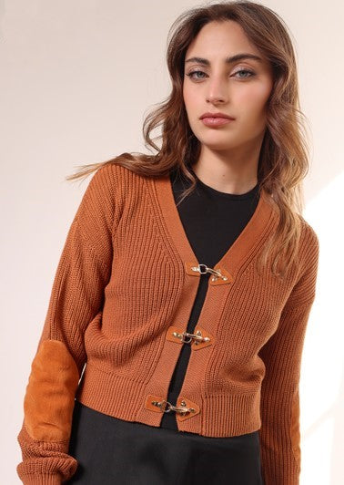 KTL-562 GREY&ORANGE KNIT CARDIGAN