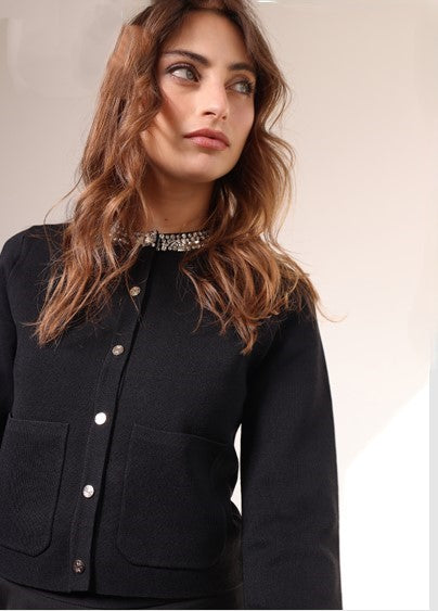 KTL-579 BLACK STUDDED CARDIGAN