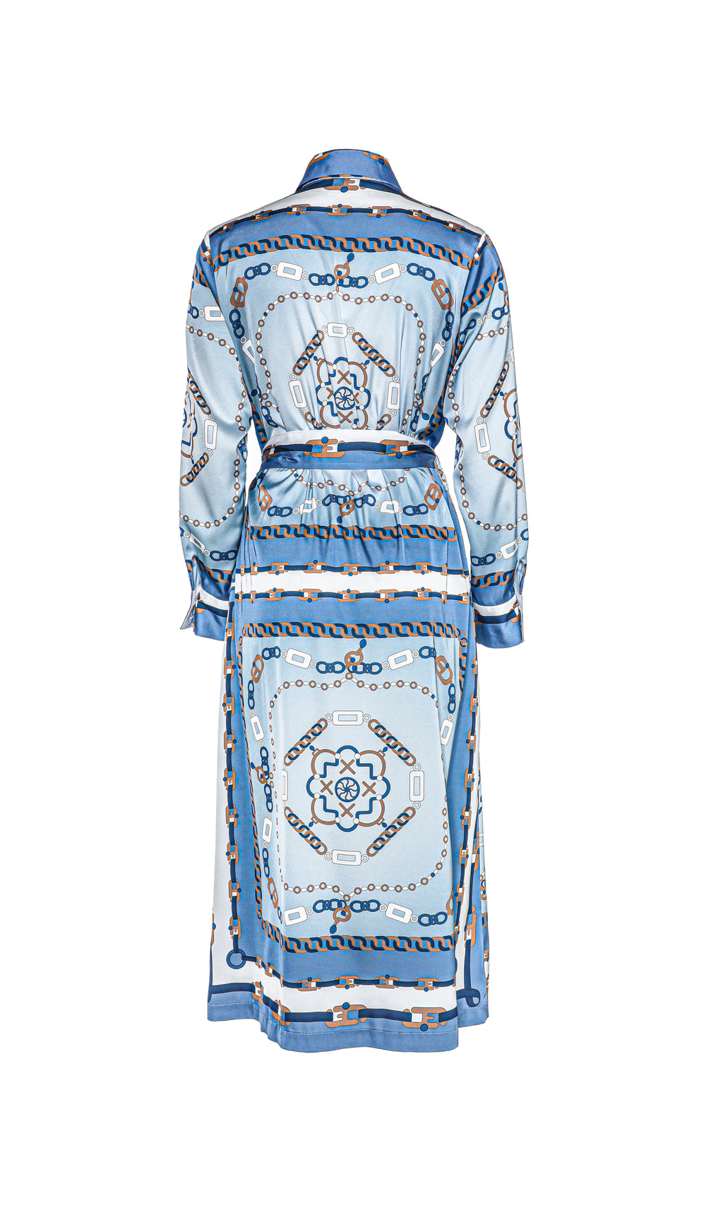 DXT-58669 BLACK AND GOLD PRINT CHAIN DRESS