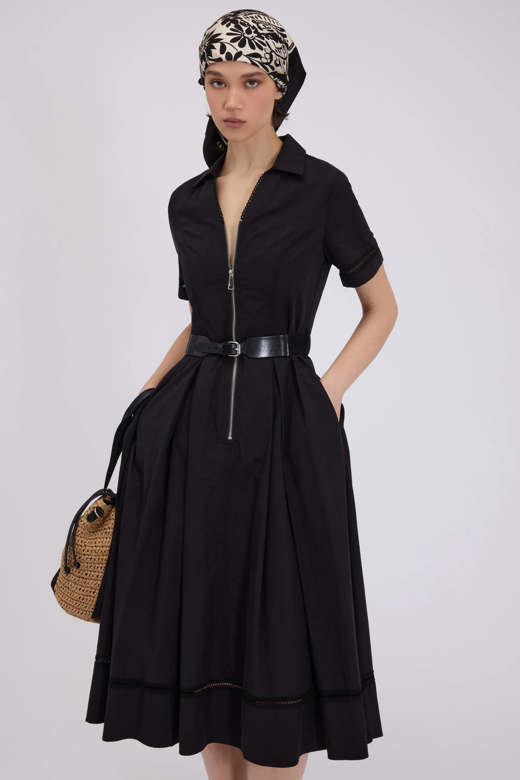 ERF-D48EQ014 BLACK ZIP BELT DRESS