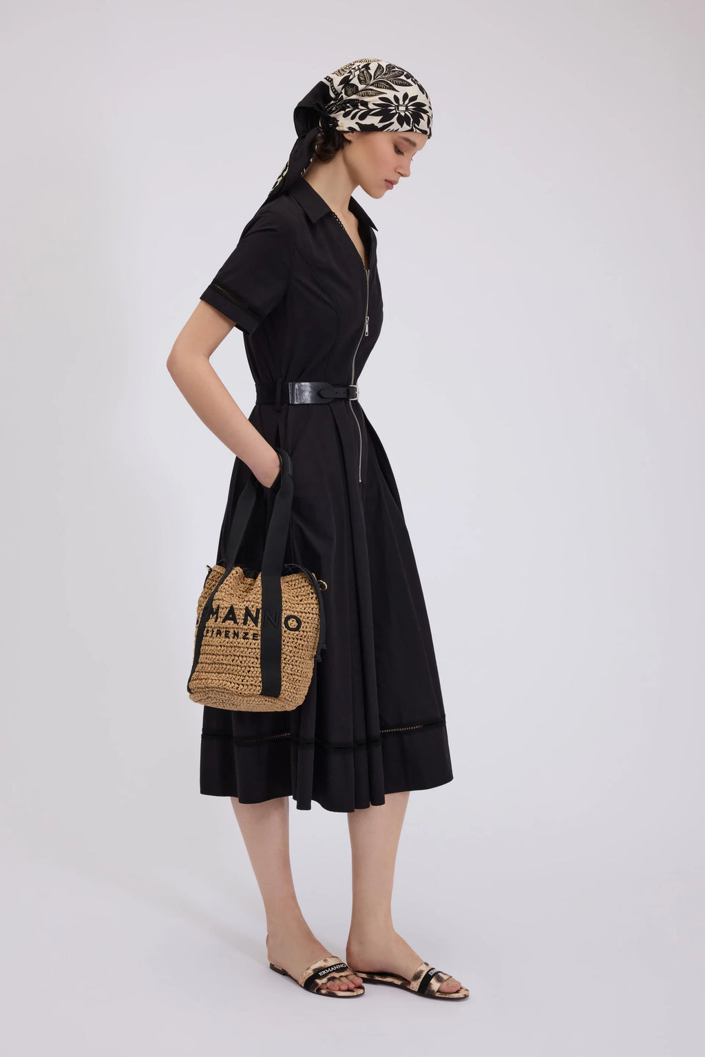 ERF-D48EQ014 BLACK ZIP BELT DRESS