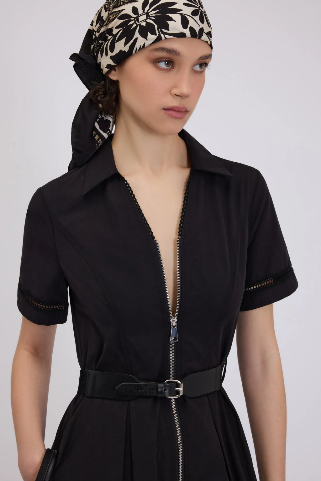 ERF-D48EQ014 BLACK ZIP BELT DRESS
