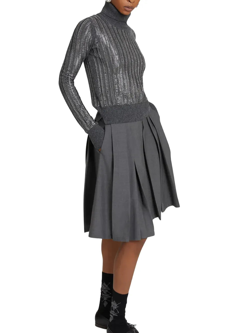 ERF-D49EM045E53 GREY SHIMMER TURTLENECK