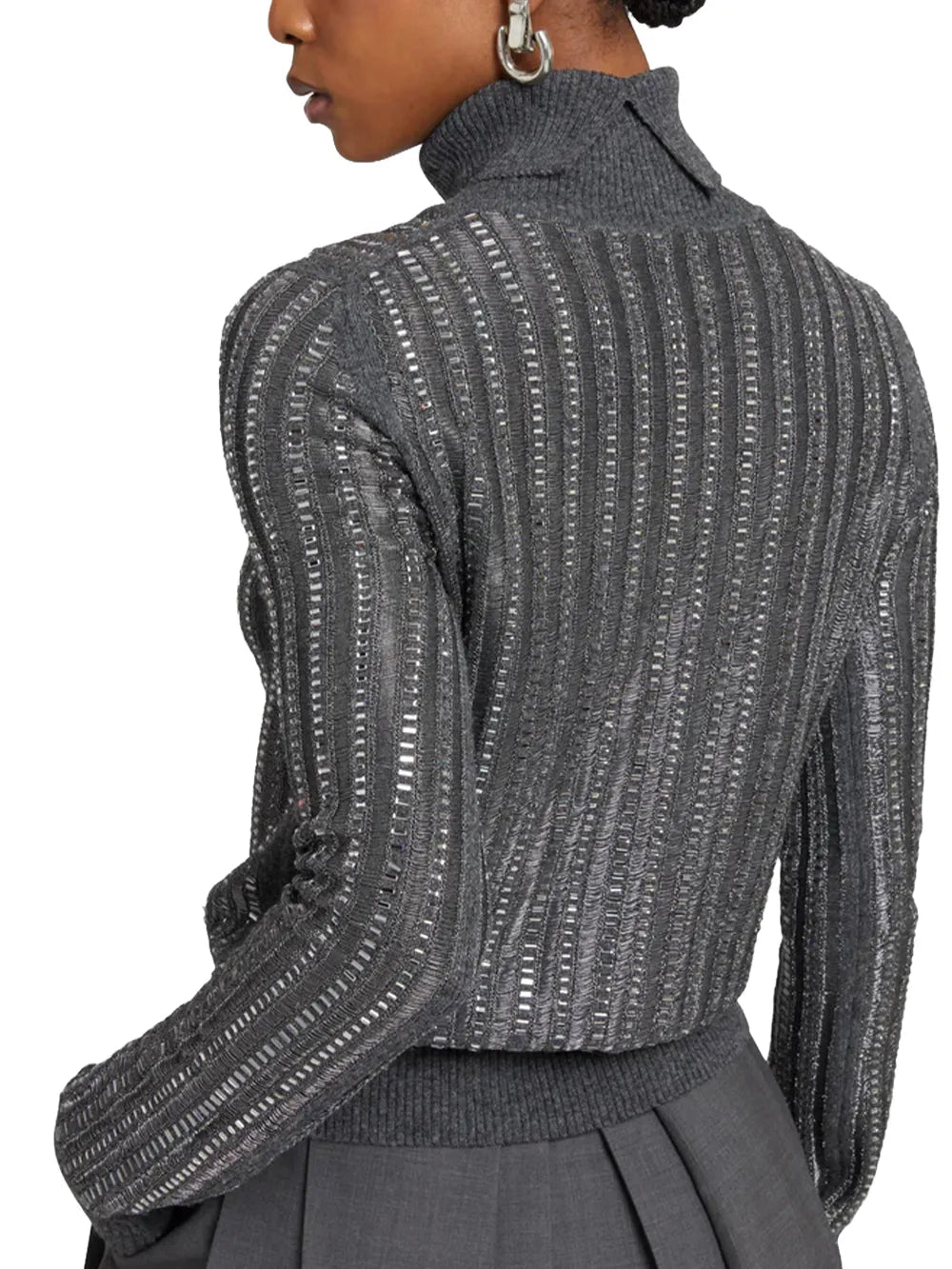 ERF-D49EM045E53 GREY SHIMMER TURTLENECK