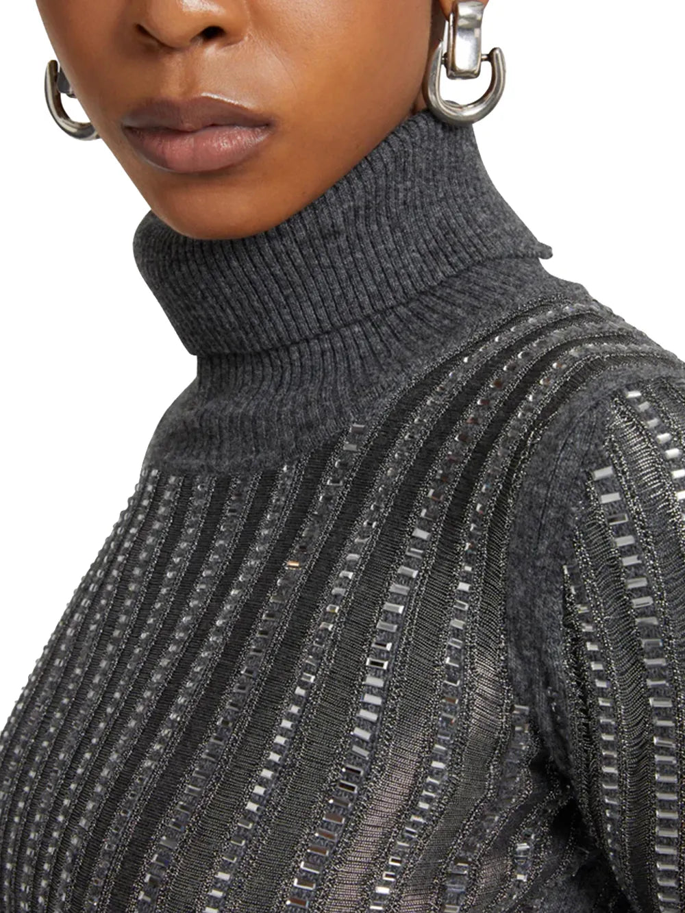 ERF-D49EM045E53 GREY SHIMMER TURTLENECK