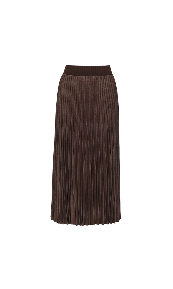 DXT-59807 BROWN PLEATED SKIRT