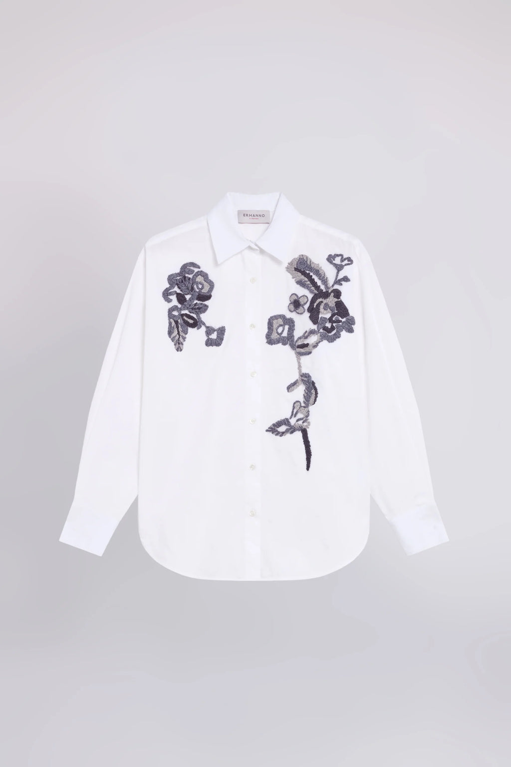 ERF-D49EK024E32 WHITE&BLACK EMBROIDERY BLOUSE