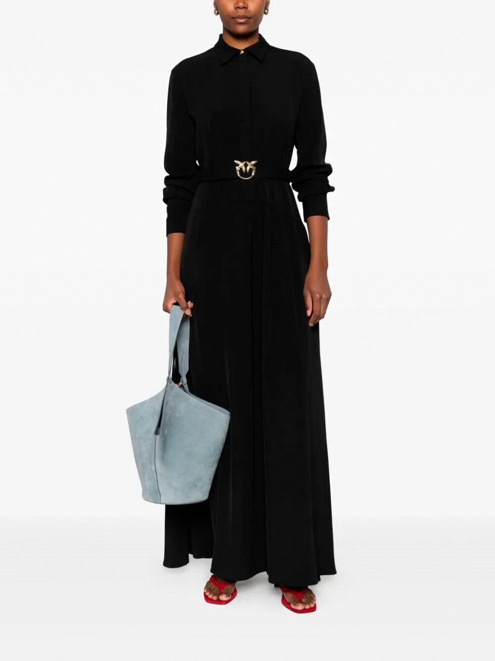 PKO-105597 SARTU BLACK LOGO BELT DRESS