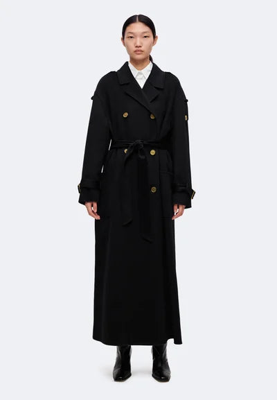 ELS-CP02D66 BLACK DOUBLE BREASTED COAT
