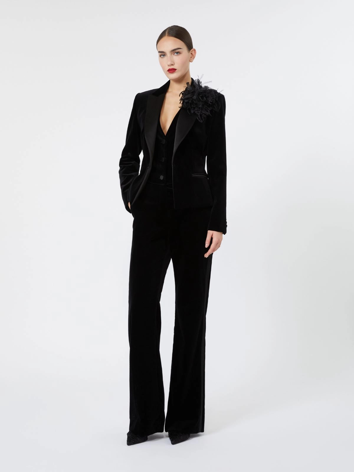 MAX-262604601 MSEFILANTE BLACK VELVET JACKET