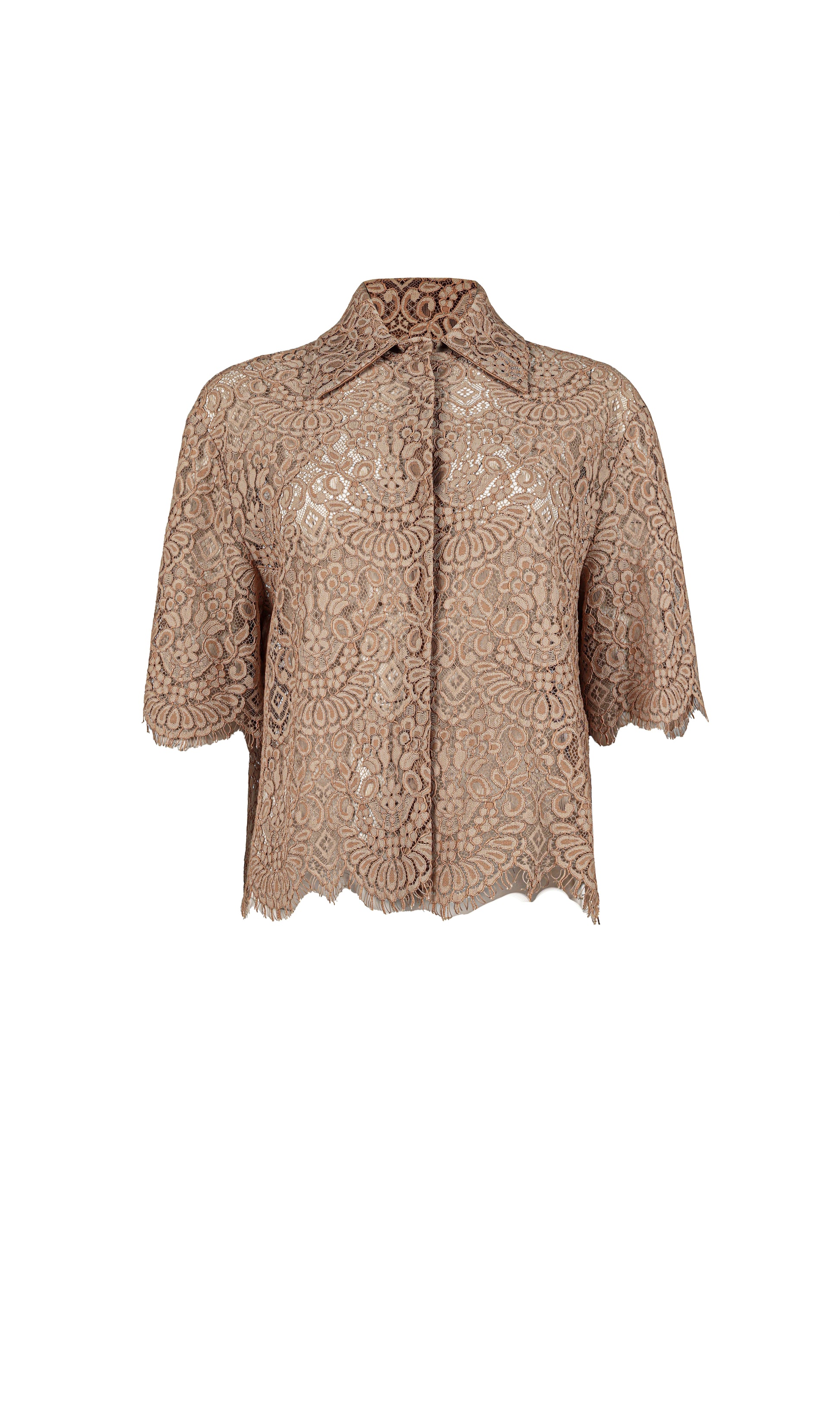 DXT-60746 TAUPE LACE BLOUSE