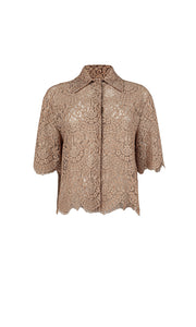 DXT-60746 TAUPE LACE BLOUSE