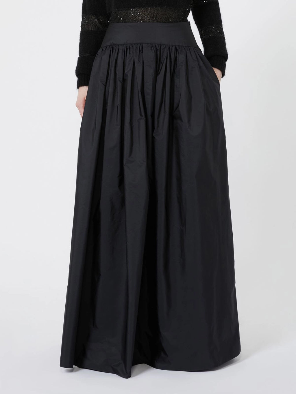 MAX-262610602 MSEEROICO BLACK TAFFETA SKIRT