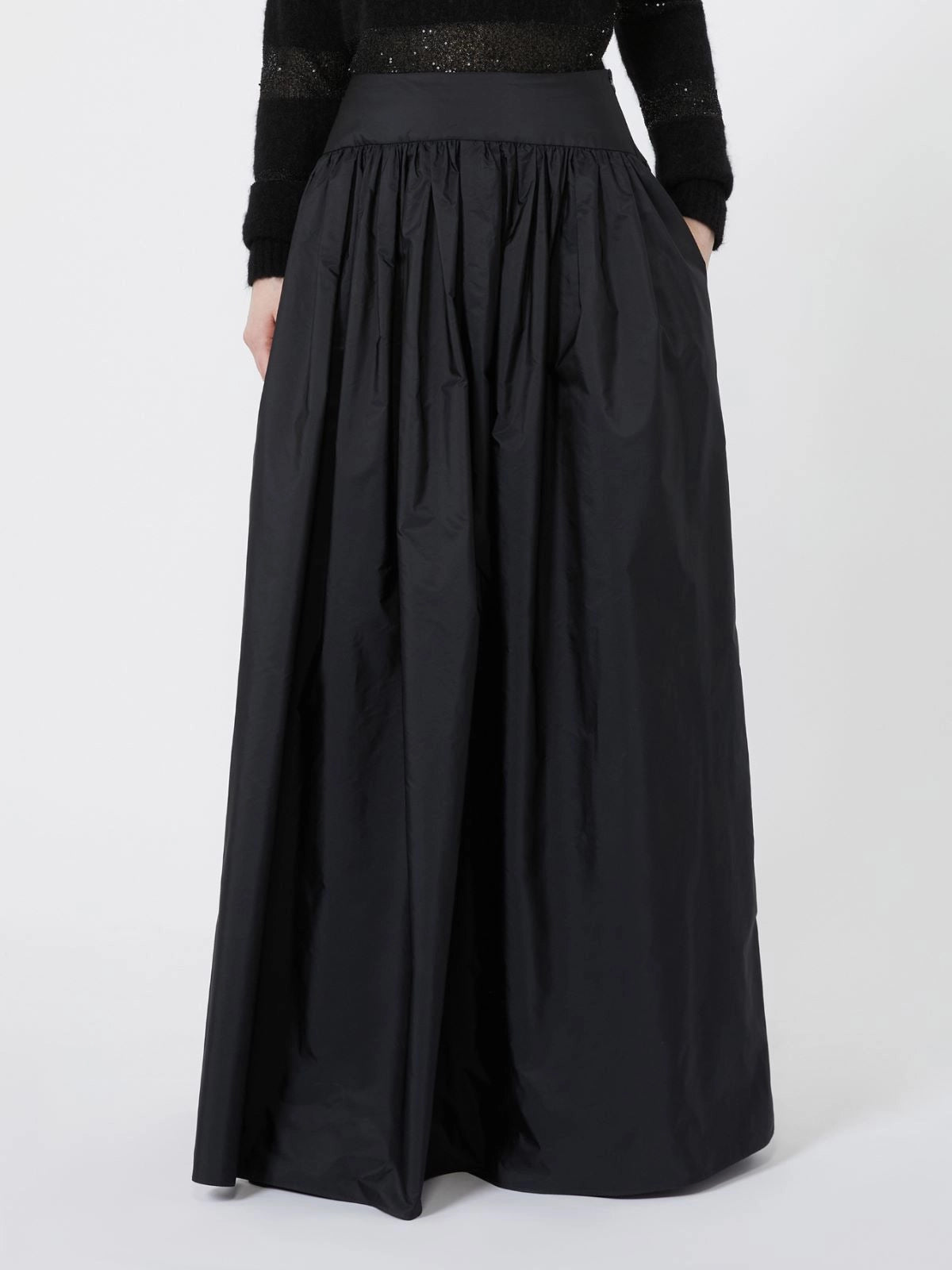 MAX-262610602 MSEEROICO BLACK TAFFETA SKIRT