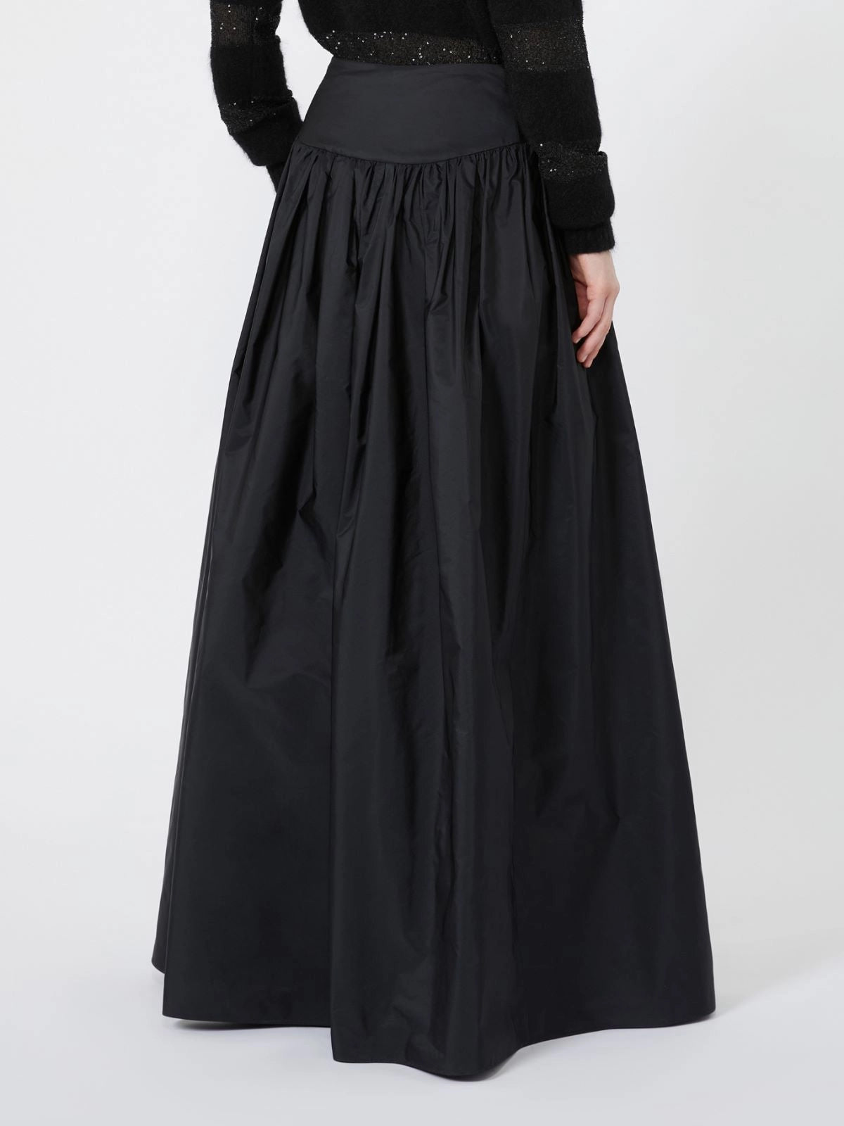 MAX-262610602 MSEEROICO BLACK TAFFETA SKIRT